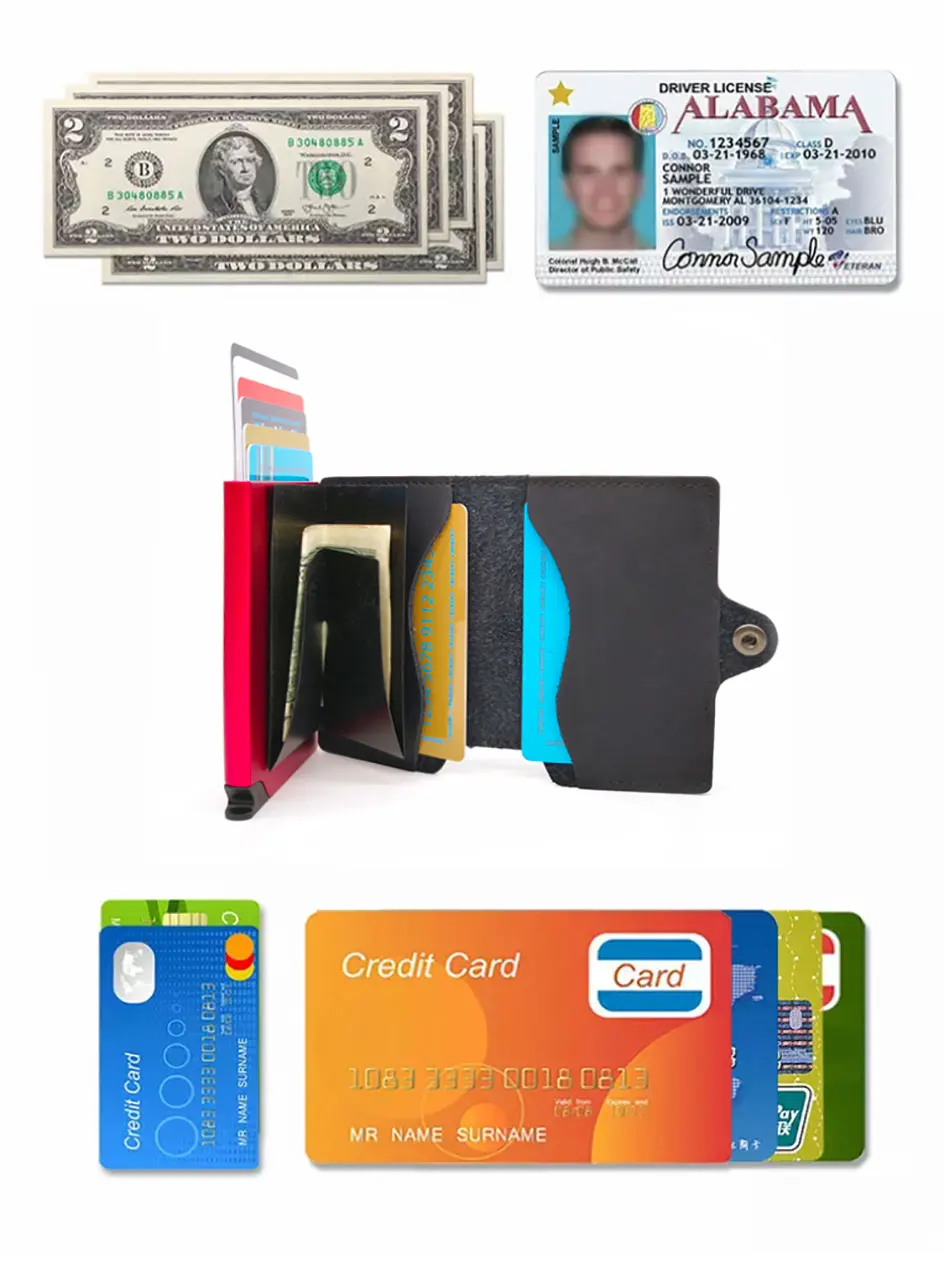 DIENQI Натуральная кожа id держатель для карт Анти RFID банковская карта карман защита металлический всплывающий кошелек Бизнес-держатель кредитной карты Чехол