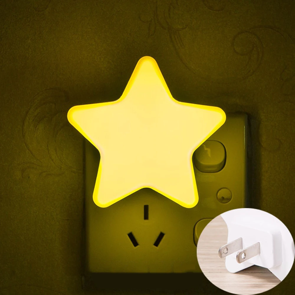 Light Sensor Control Mini Star LED Night for Dark Children Bedroom Bedside Lamp with EU/US Plug Baby Sleeping | Лампы и освещение