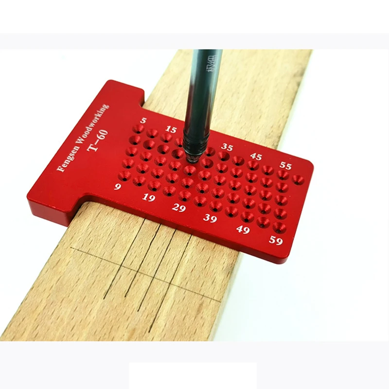 

T-60 Woodworking Ruler Aluminum Alloy Mini Scriber Ruler Center Line Crossed Measuring Carpenter Manual Tool