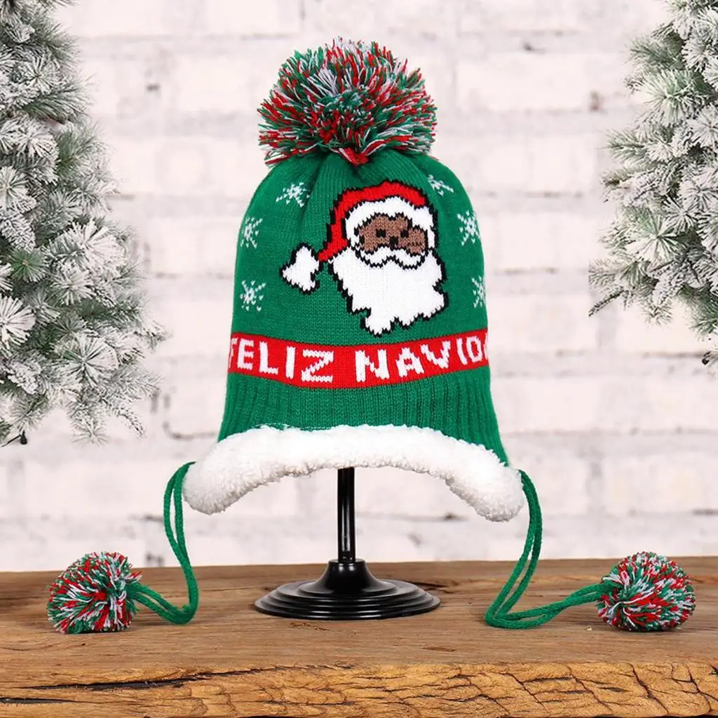 Baby Toddlers Knit Hat Christmas Tree Santa Clause Snowman Crochet Beanie Red Green Caps with Earflap | Дом и сад