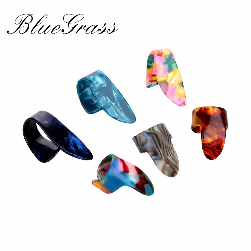 

4Pcs/ Set New Celluloid Thumb Pick Finger Nail Picks Alice Ring Shape Plectrums Set for Bass Guitar Mix Color for wholesales