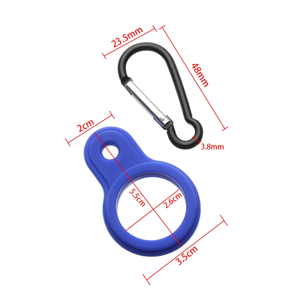 Water Bottle Holder Aluminum Sports Kettle Buckle Outdoor Carabiner Rubber Buckles Hook 1PC