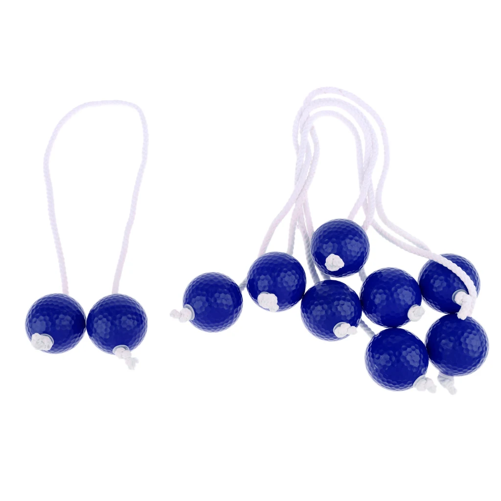 Blue 5 Pairs 42mm Practice Balls, Perforated Rubber Playing Balls Golf Practice Training Sports String Balls - Color: Blue