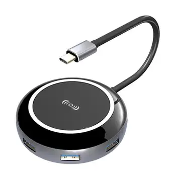 

Wireless Charger Aluminum Alloy Tempered Glass and PVC 10W Type-C HUB to HDMI PD USB3.0 RJ45 TF Card Converter Adapter