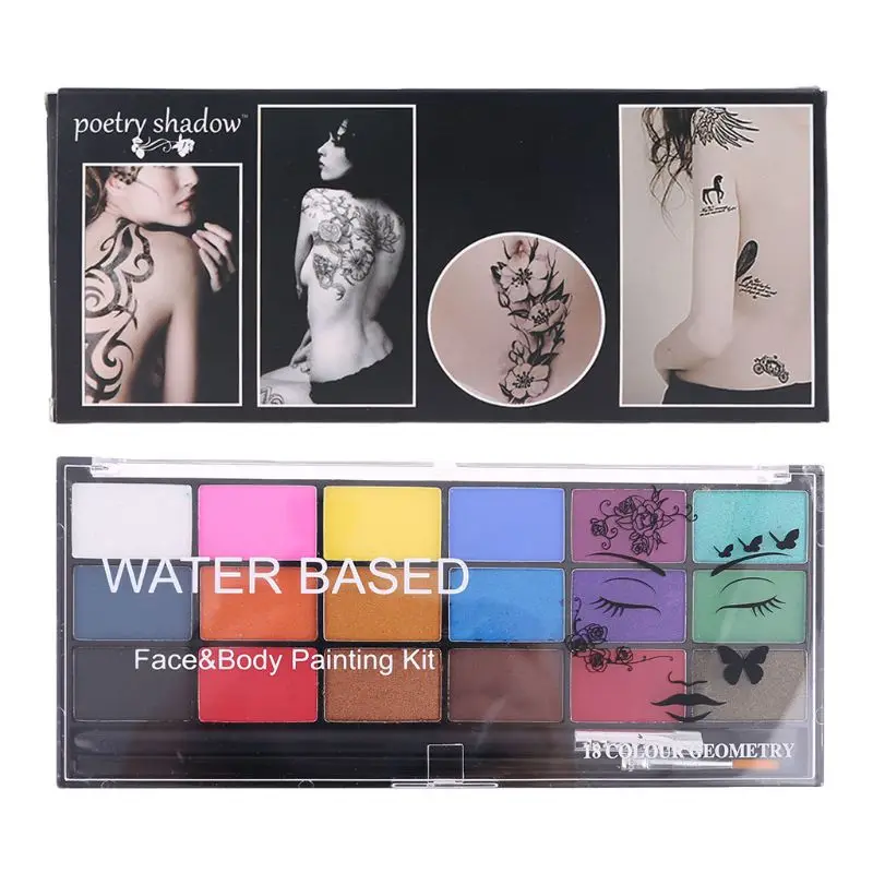 

18 Color Non-toxic Body Face Makeup Cosplay Pigment Devil w/ Brush Water Soluble