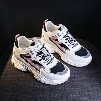 

Spring Summer New Korean Increased Breathable Sneakers Women's Fashion Shallow Mouth Leisure Non-slip Running Students Dad Shoes