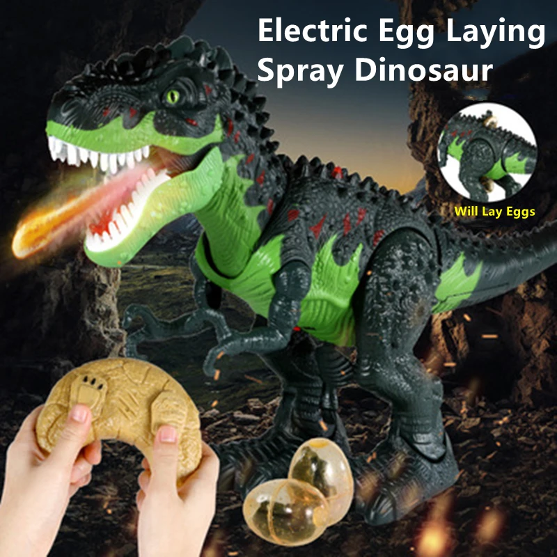 Simulation Lay Eggs Spray Remote Control Dinosaur Sound Light Effect Head Swing Tail Disassembly Free Walking Electric RC Model