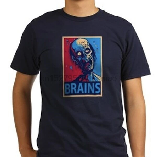 

New! Gray Zombie Brains Obama Look Hope Funny Men Gift Birthday Shirt 5 Sizes