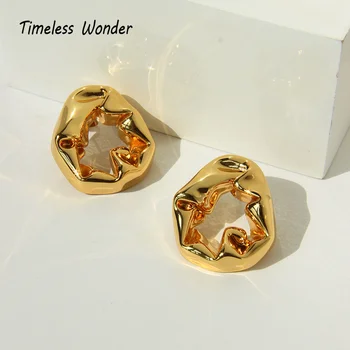 

Timeless Wonder Brass Cutout Geo Irregular Stud Earrings Women Jewelry Gothic Boho Designer Top Runway Ins Heavy Punk Rare 3211