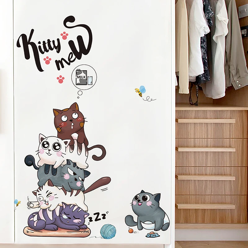 [SHIJUEHEZI] озорные коты наклейки на стену ПВХ материал DIY в виде животных для детской