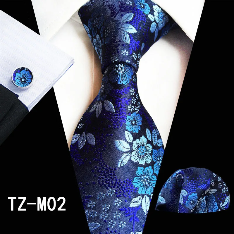 Ricnais Мода 8 см мужской шелковый галстук красный зеленый цветочный носовой платок запонки шелковый галстук бизнес Свадебный шейный комплект галстуков подарок - Цвет: M02