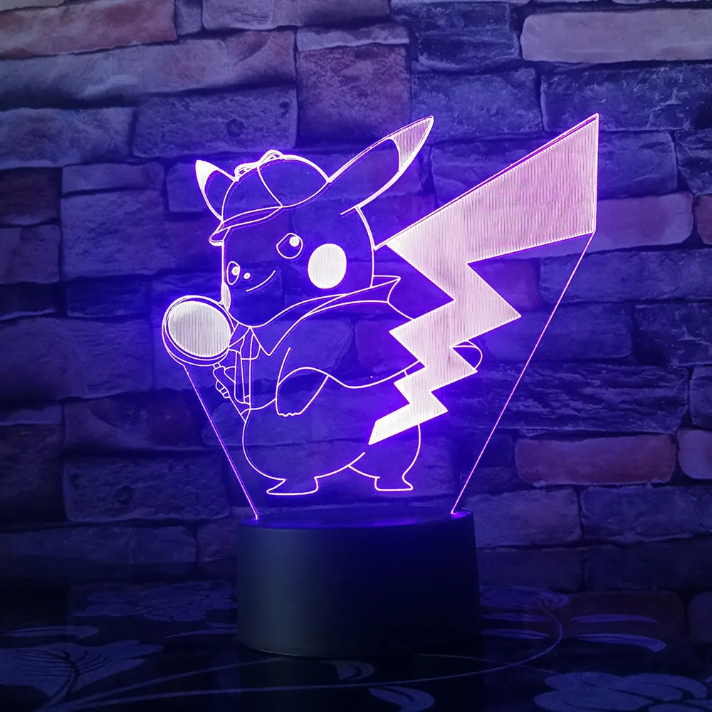 7 Colors Changeable Pikachu Eevee черепаха птица огонь Дракон Pokeball мяч Bulbasaur 3D лампа Покемон го фигурка 3D RGB лампа Bay Role 3d light - Испускаемый цвет: 7 Colors Changeable