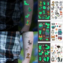 

Temporary Tattoos For Boys Girls Children Small Face Colored Baby Luminous Glowing Panda Fox Tiger Cute Animal Arm Glitter Tatoo