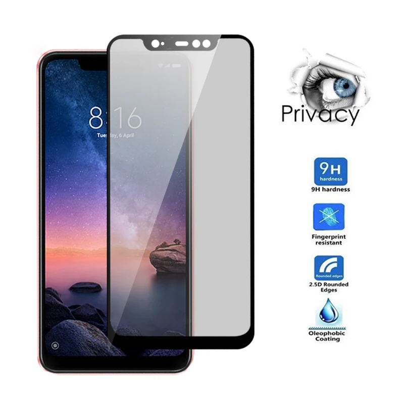 

9D NEW Protective Glass For Xiaomi Redmi 7 6A 5A 6 Pro 5 Plus Note 7 6 Tempered Glass Privacy Screen Protector Anti Glare Film