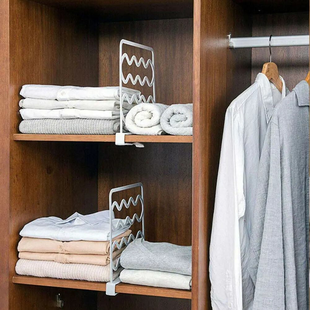 Creative Home Wardrobe Cabinet Partition Desktop Divider Storage Shelf Holder 