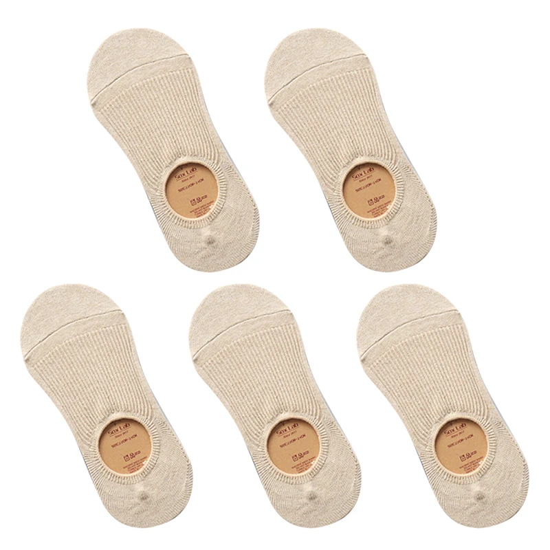 style G 5 pairs 5 пар однотонных носков женские лодочные носки невидимые Хлопковые женские весенне-летние модные неглубокие силиконовые носки-Тапочки - Цвет: style G 5 pairs