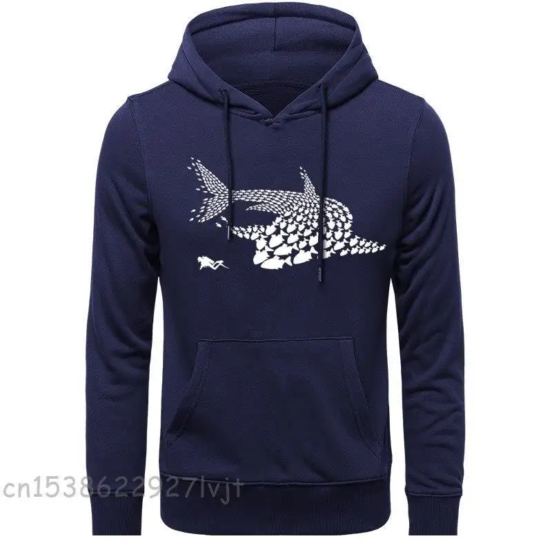 New Coming Hoodies Diving Fish Shark Diver Men Unisex Hoodies Sweatshirts Long Sleeve Clothing O-Neck Cotton Sweatshirt