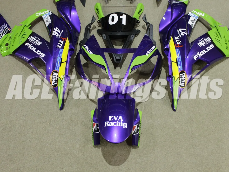 Набор для противоблокировочной тормозной системы подходит для Kawasaki ZX6R 2013 Мотоцикл Обтекатели ZX-6R ниндзя 636 599 кузов фиолетового и зеленого цвета