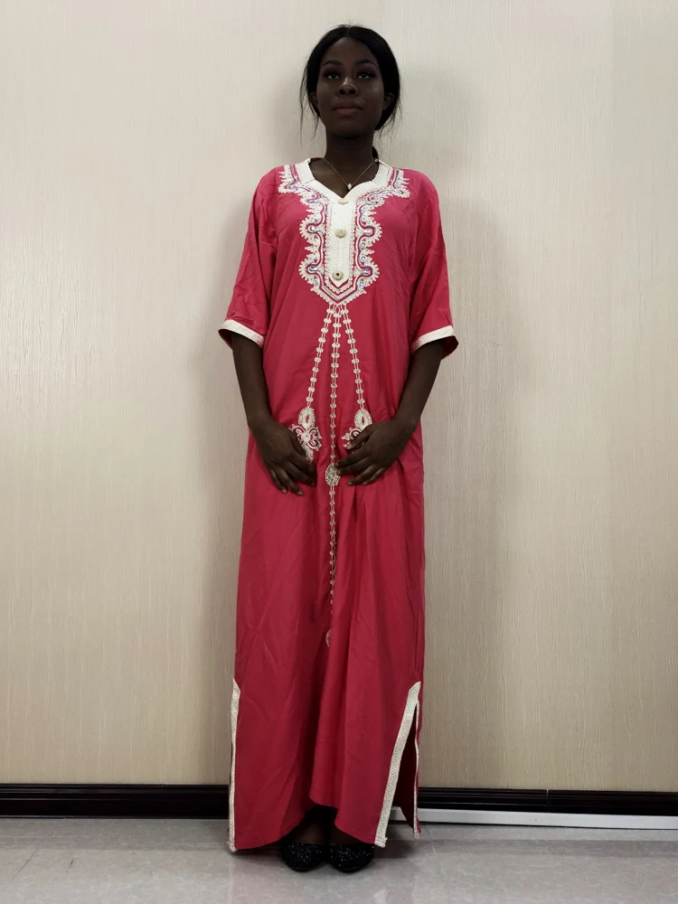 African Kwanzaa Embroidery Half-sleeved Elegant Sequin Dashiki Dress for Lady