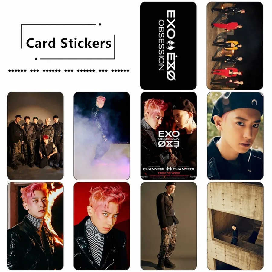 KPOP EXO Photo Stikcy Card 6-й альбом OBSESSION Crystal Card стикер веер товары BaekHyun SeHun