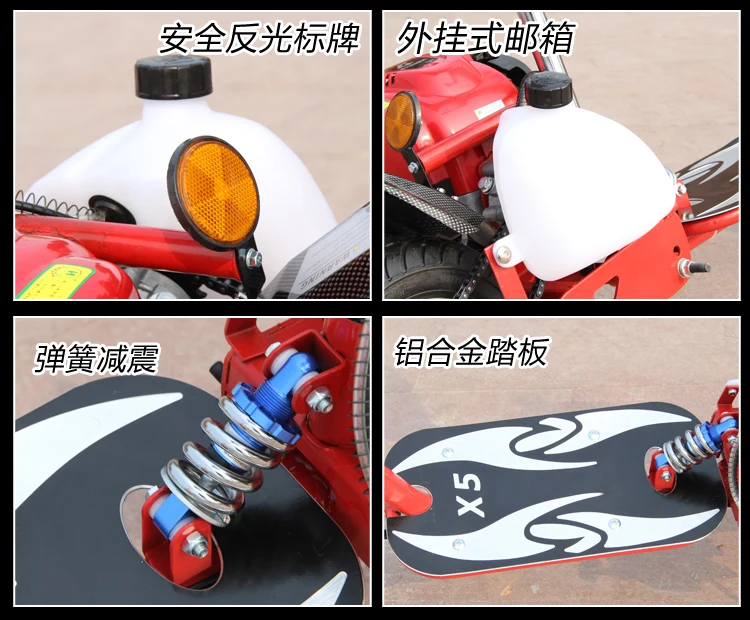 Mini 4 Stroke Engine Petrol Scooters Hydraulic Front scooter Vacuum Tire Gas Scooter