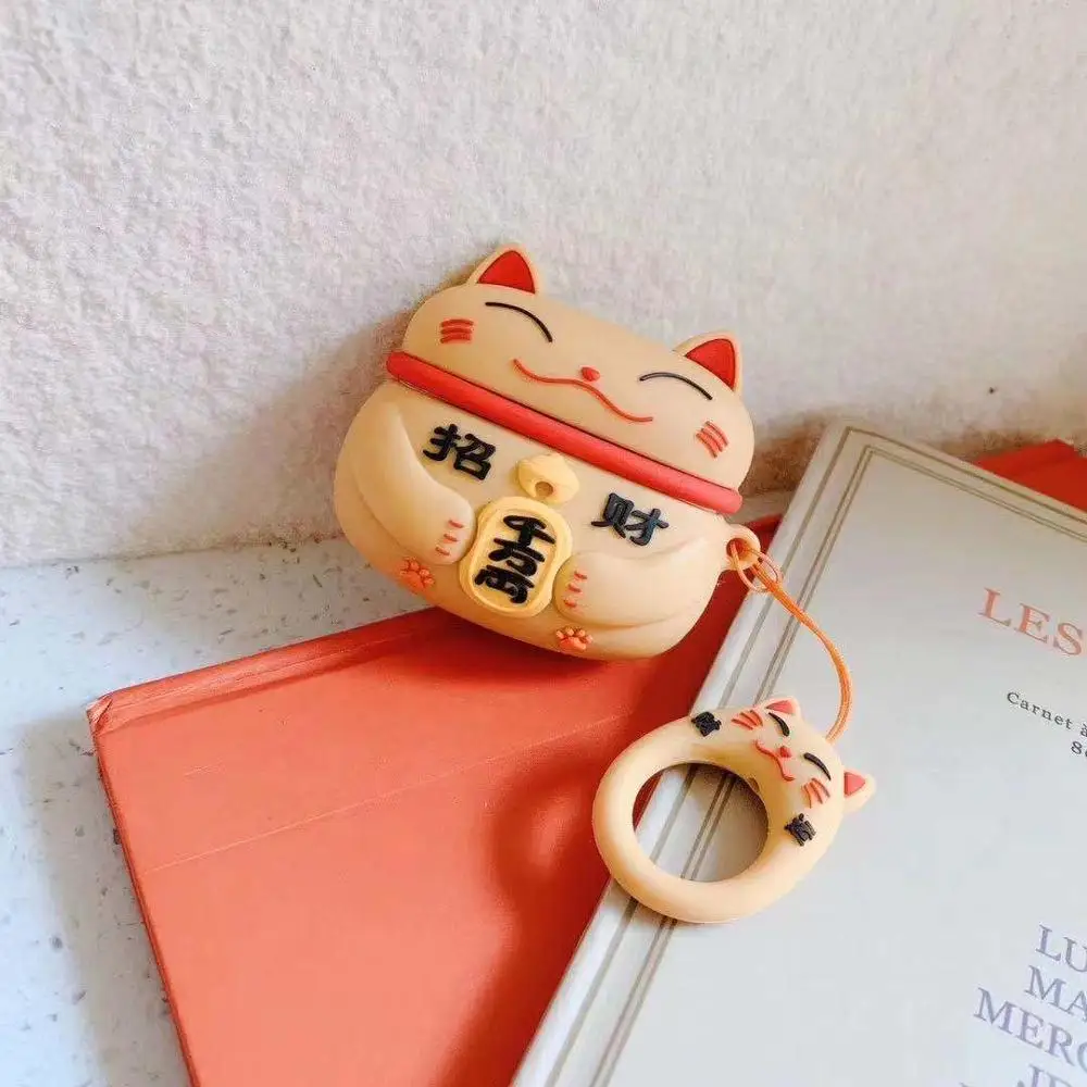 Lucky Cat Silicone Bluetooth Earphone Case For Airpods 3 Protective Waterproof Headset Accessories for Airpods Pro Cases Cover - Цвет: Gold For Airpods 3