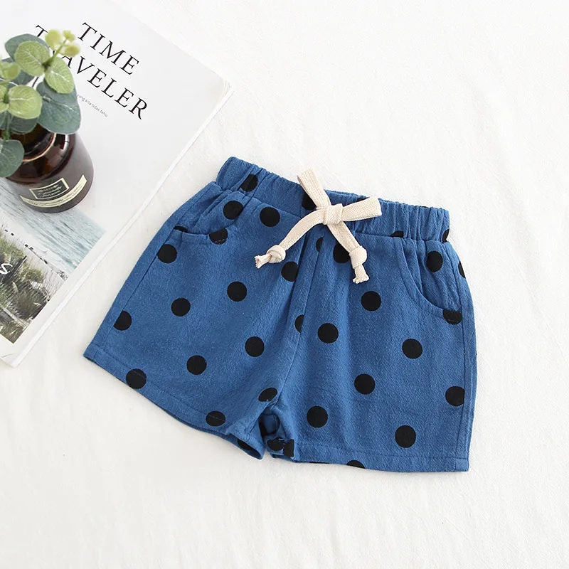 

2019 Summer New Style Children Multi-color Pure Cotton Dotted Pants Men And Women Baby Cotton Linen Shorts Fashion Entity