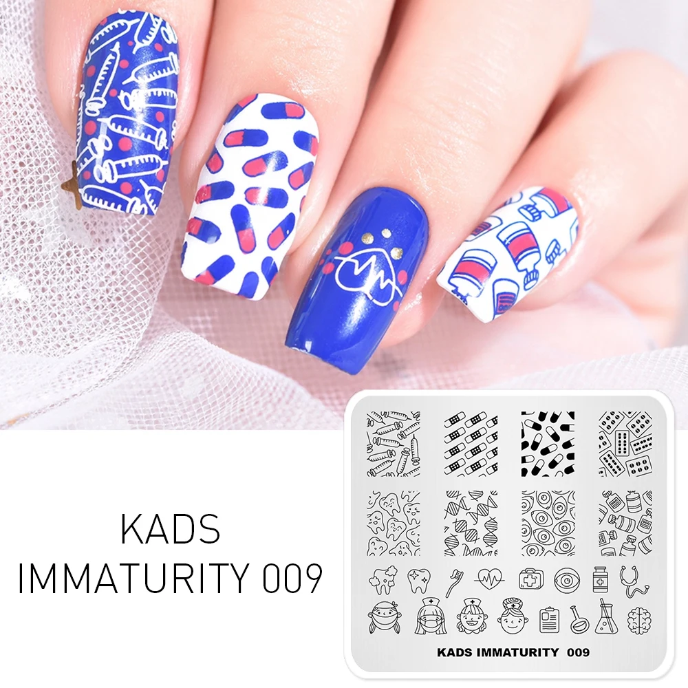 KADS пластина для штамповки ногтей неразбелимость 009 милая кисть зубов маникюрный