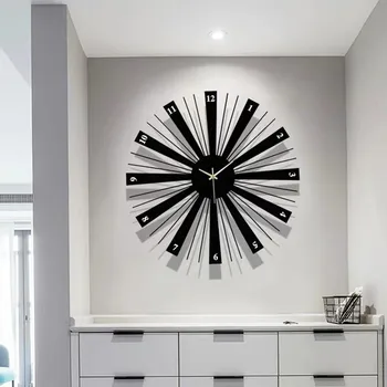 

Nordic Living Room Wall Clock Personality Creative Fashion Modern Minimalist Black Abstract Silent Quartz Clock Home Decoration