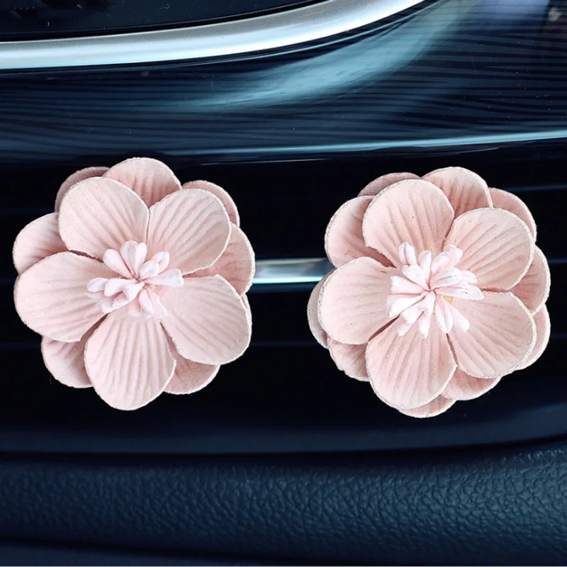 

2 Pcs Car Perfume Clip Flower Decor Air Freshener Automobile Air Conditioner Vent Solid Fragrance Smell Diffuser Accessories