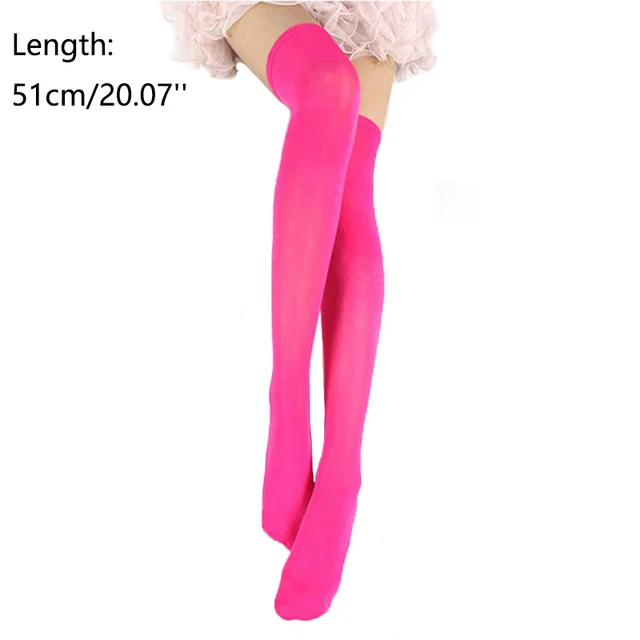 Candy Color Thigh High Stockings Sexy Cosplay Women Warm Stocking Nightclub Elastic Medias For Sexy Lingerie 51cm 16Rose