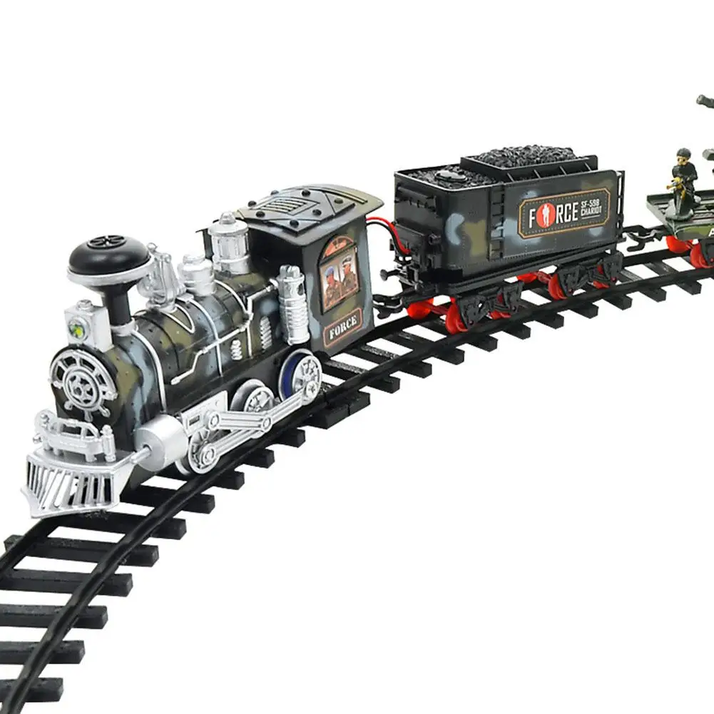 Классический Электрический динамический паровой Радиоуправляемый поезд, набор, имитационная модель, игрушка, Классическая детская железная дорога, игрушки для перевозки