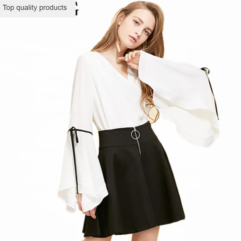 Blusas mujer de moda новинка 2020 весенне-летняя шифоновая блузка для женщин расклешенная