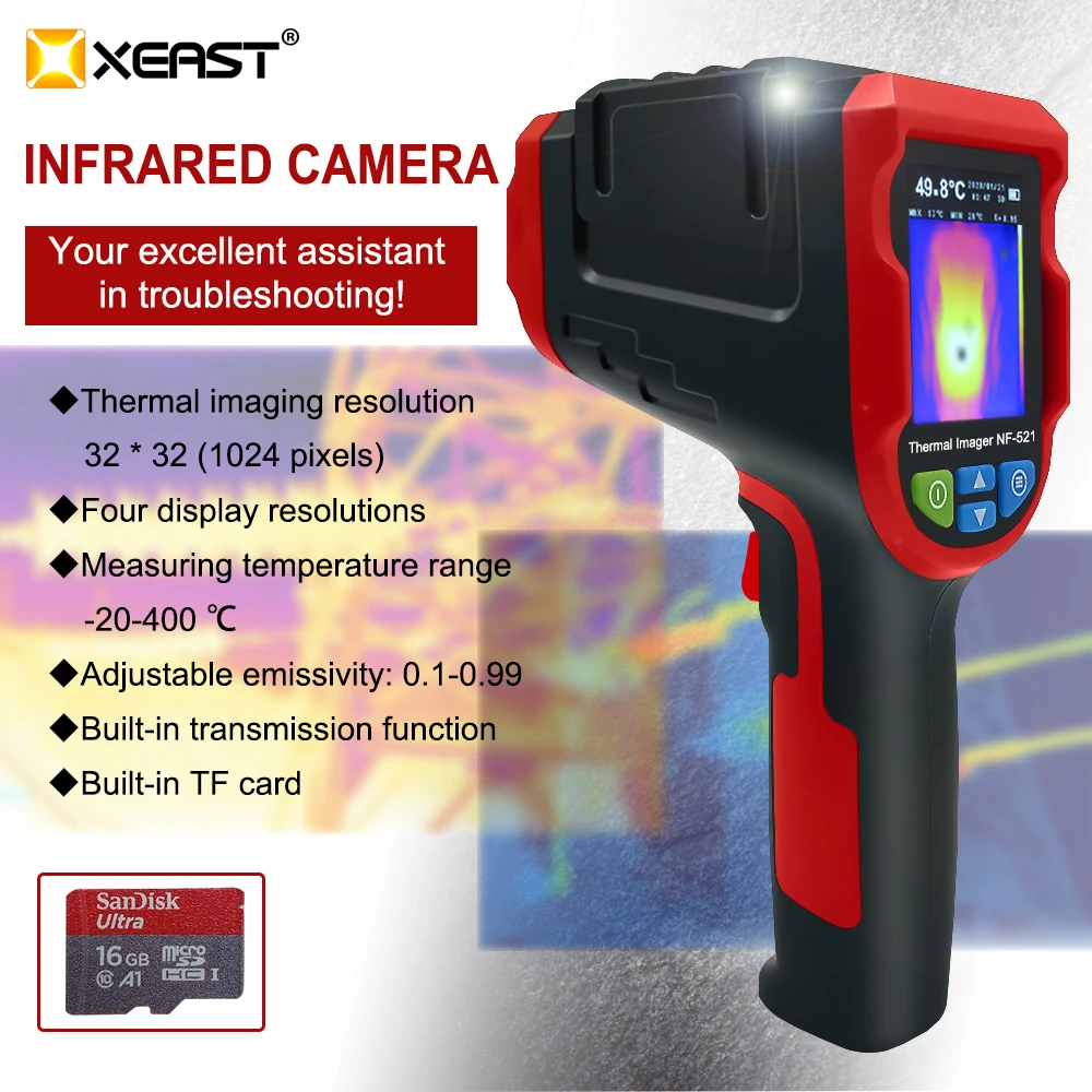 US $139.16 XEAST NF521 handheld infrared camera digital display 32x32 resolution 1024P camera outdoor camera