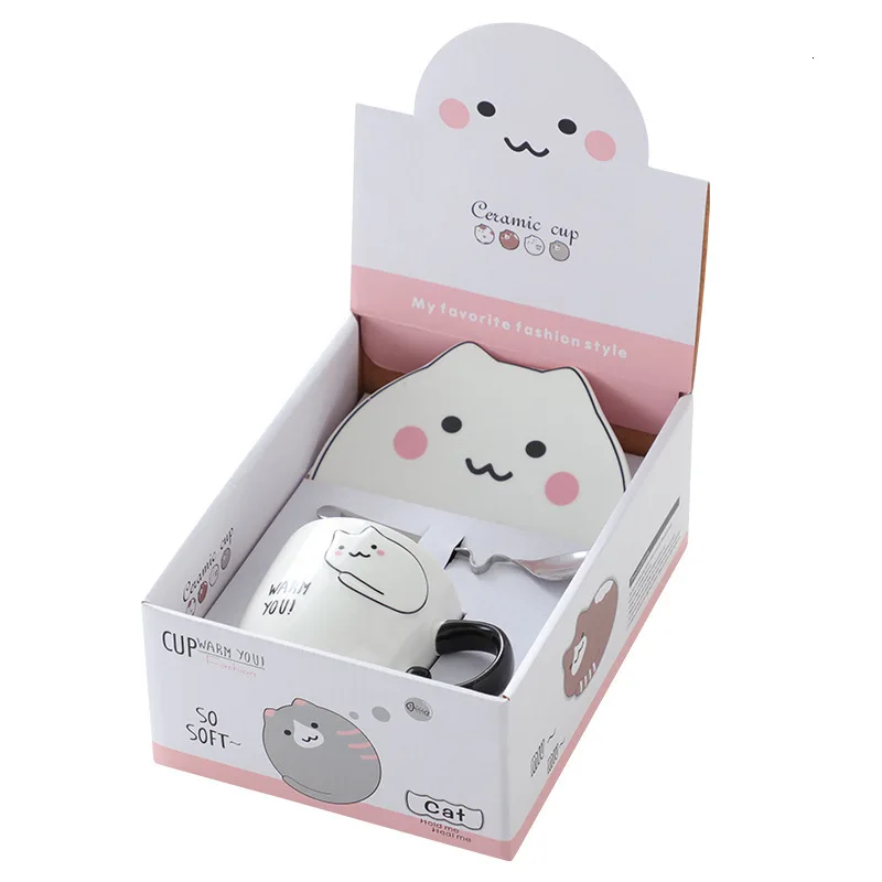 Pure white kitten 200 мл Милая керамическая кофейная кружка с поддоном для молока, кружки для завтрака, чашки для дома и офиса, чашки для кофе и чая, дизайн - Color: Pure white kitten
