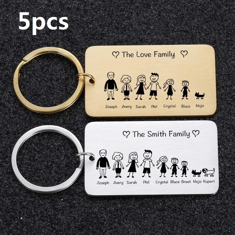 Брелок с выгравированной надписью Love Family для родителей 5 шт. | Украшения и