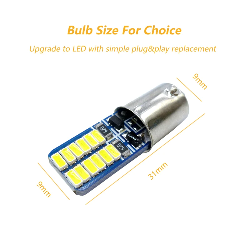 BA9S T4W 2 Вт 3014 SMD светодиодный белый светильник светодиодный авто резервного копирования резервные лампы светодиодный чтения Боковой габаритный фонарь, светильник номерного знака светильник