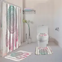 Ловец снов набор занавесок для душа 4 шт нескользящие коврики для ванной комнаты Набор для гостиной противоскользящие подушечки коврик для ванной, контур, крышка для унитаза