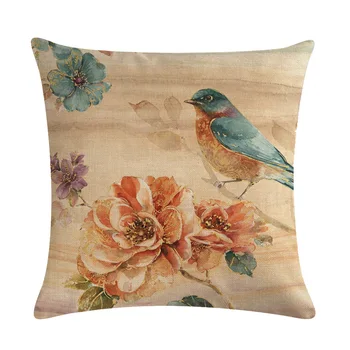 

Cushion Cover Chinese Style Bird Printed Pillow Cover Decorative Pillow Case Sofa Seat Car Pillowcase Soft Bedding Christmas