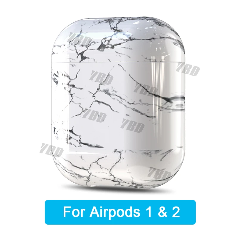 YBD роскошный чехол с мраморным рисунком для AirPods цвета чехол для Apple Airpods Air Pods чехол Coque Funda для Airpod аксессуары - Цвет: bright white