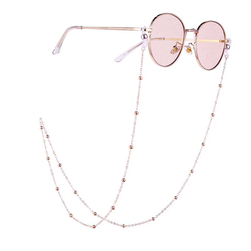 70cm Elegant Eyeglass Chain Sunglasses Reading Beaded Glasses Chain Eyewear Rope Lanyards Rose Gold Silver Glass Cord Neck Strap