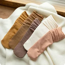 

korean style Solid crimping long socks women calcetines mujer skarpetki damskie chaussette femme cute japanese fashion high sock