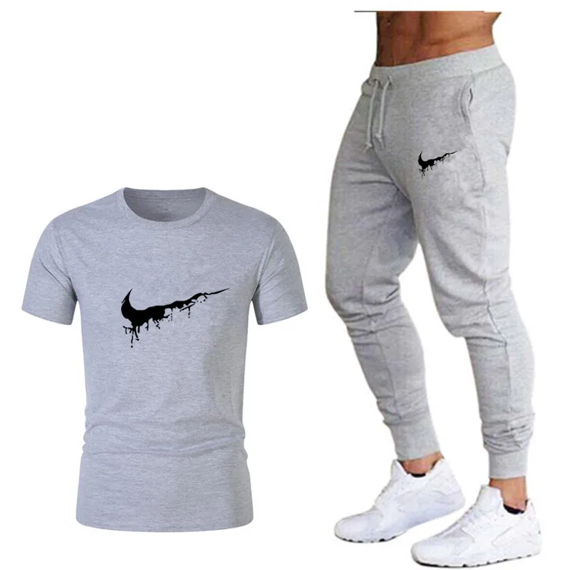 

2019 Summer New Men's T-shirt Casual Suits Men's Clothing Man Sets Tops+Pants Male sweatshirt Men Brand T Shirt Set