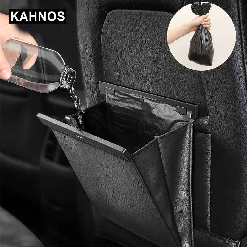 Car Seat Back Bag Leather Car Storage Organizer Multipurpose Car Trunk Organizer Car Trash Bin Stowing Tidying Car Accessories