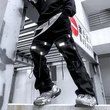 NEESKENS, хип-хоп Уличная одежда, мужские брюки на шнурке, регулируемые Светоотражающие штаны для бега, мужские свободные штаны, повседневные спортивные штаны