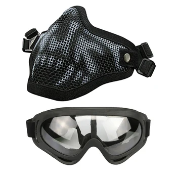 

Steel Mesh Face Mask Adjustable Googles Eyes protection Breathable Paintball