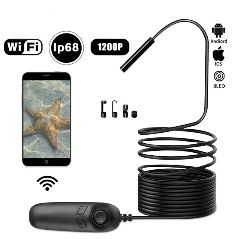 1200P эндоскоп камера 2 0 MP HD беспроводной бороскоп Инспекционная полужесткая