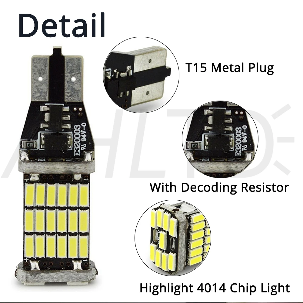 T15 W16W автомобильная светодиодная лампа для Авто Обратный Свет белые лампы 4014 45SMD 920 921 912 Клин Canbus светодиодный резервный парковочный свет DC 12V