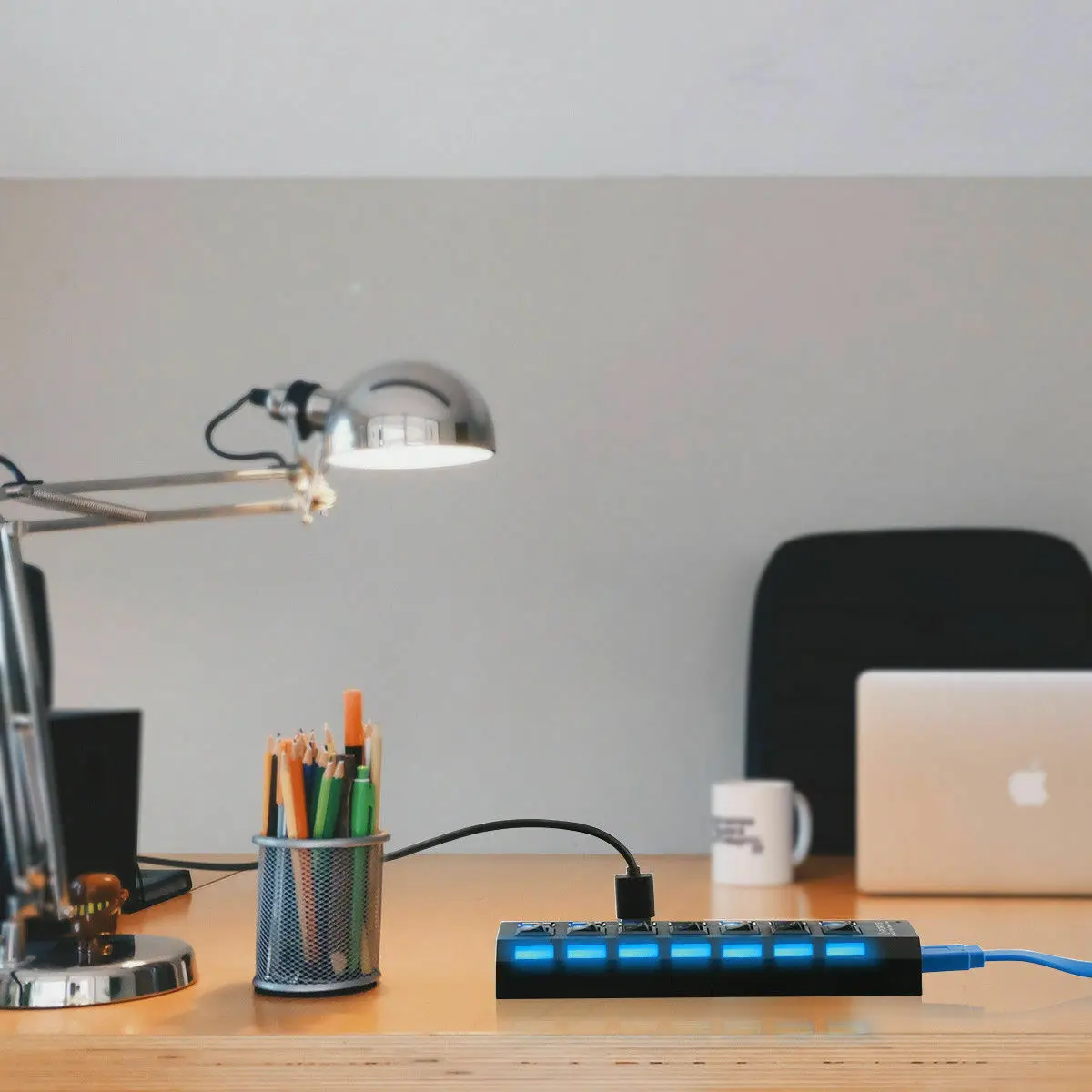 7 портов USB 3,0 концентратор светодиодный высокоскоростной разветвитель удлинитель Кабель адаптер переменного тока