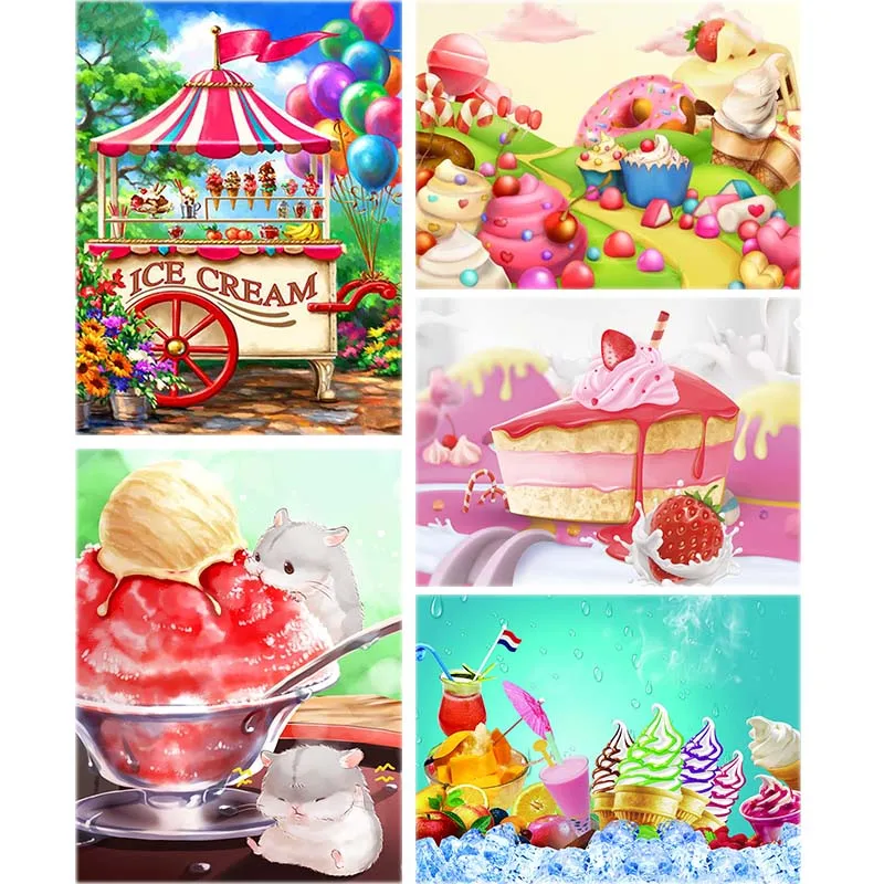 

Full Drill Square 5d Diy Diamond Painting Ice Cream Cake Fruit Diamond Embroidery Cartoon Rat Rhinestone Home Decor Art Gift A74